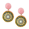Hand Wrapped Sparkle Medallion Mexican Earrings - Pink