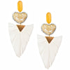Statement Embroidered Heart with Raffia Fan Mexican Earrings