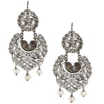 Sterling Silver Frida Kahlo Filigree Earrings with Drop Pearls