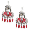 Sterling Silver Frida Kahlo Filigree "M" Earrings with Coral Beads