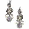 Frida Kahlo Silver Filigree "Jardin" Earrings from Oaxaca - Light Purple Crystals