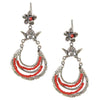 Red Coral Silver Drop Earrings