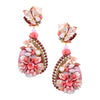 Mother of Pearl and Swarovski Strass Floral Drop Earrings by DUBLOS