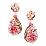 Mother of Pearl and Swarovski Strass Floral Drop Earrings by DUBLOS