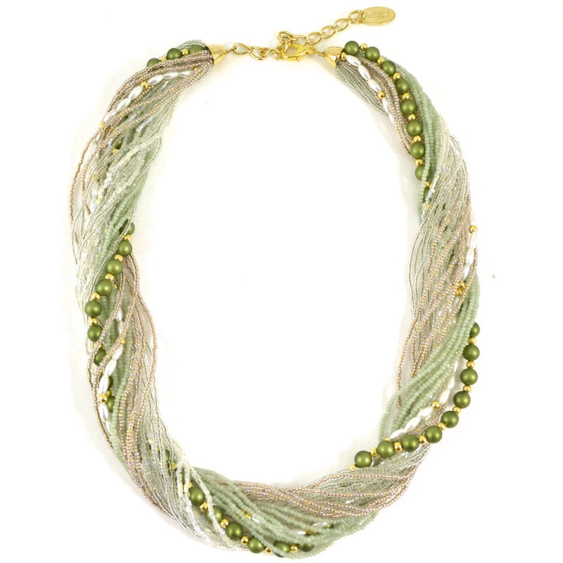 Murano Handblown Glass Bead Necklace - Soft Green
