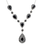 Sparkling Sterling Silver Onyx Drop Necklace