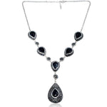 Sparkling Sterling Silver Onyx Drop Necklace