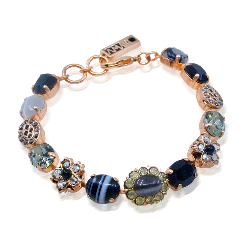 Elegant Onyx and Crystal Gold Plated Bracelet by AMARO