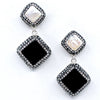 Semi-Precious Onyx and Pearl Post Earrings