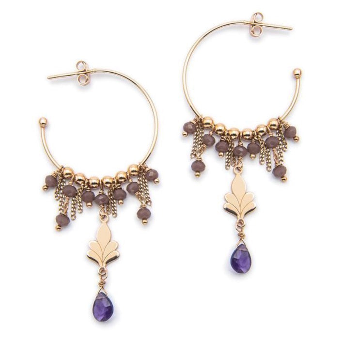Amethyst Aphrodite Hoop Earrings