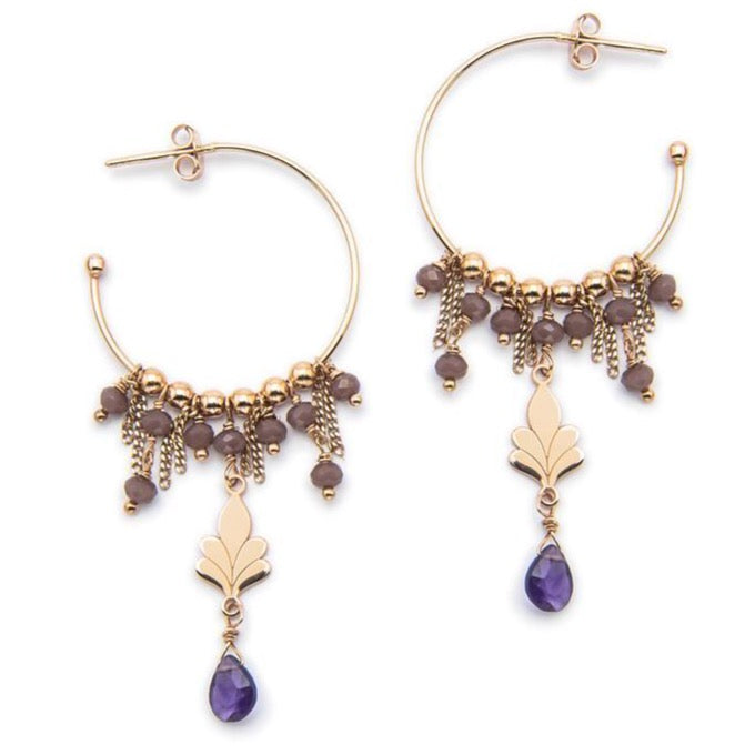 Amethyst Aphrodite Hoop Earrings