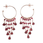 Cascading Mini Garnet Hoop Earrings