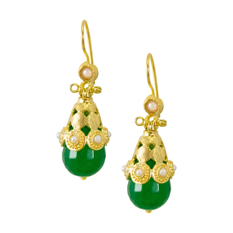 Ottoman Inspired Green Drop Earrings