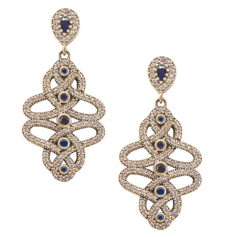 Vintage Inspired Ottoman Turkish Earrings - Sapphires