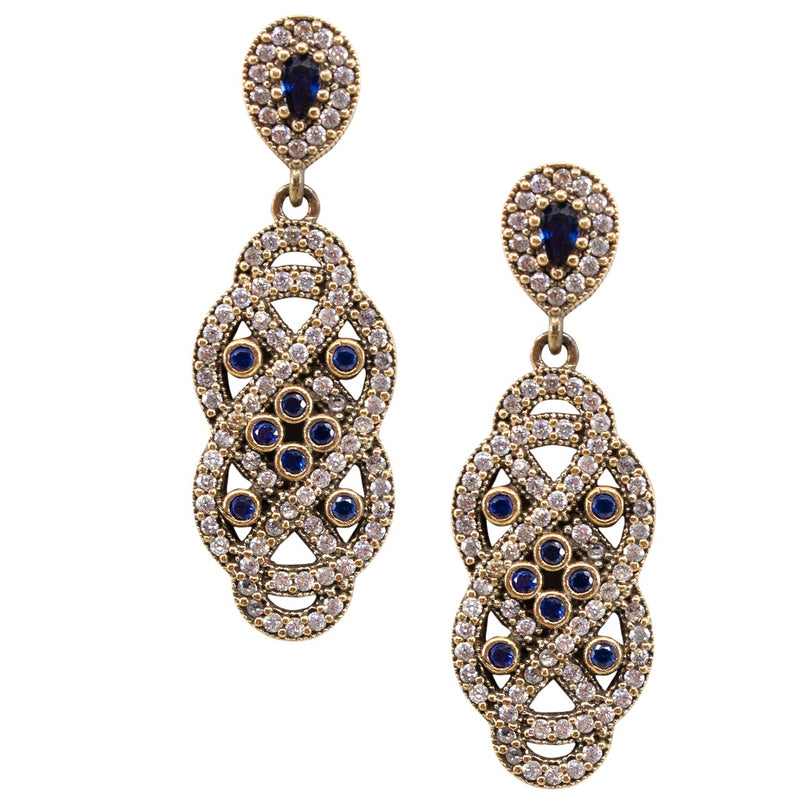 Vintage Inspired Ottoman Turkish Earrings - Sapphires