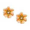 Peach and Gold Flower Post Earrings by Eric et Lydie