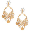Woven Gold and Pearl Crystal Statement Earrings by AMARO
