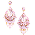 Pink Floral Swarovski Strass Chandelier Earrings by DUBLOS
