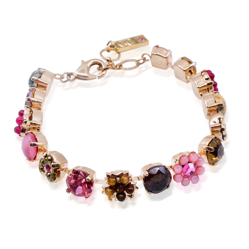 Pink and Gold Semi-Precious Stone Floral Bracelet by AMARO