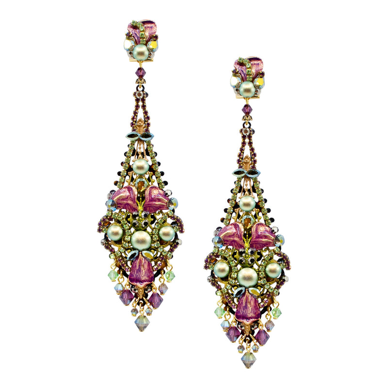 Purple Lily Pendant Earrings by DUBLOS