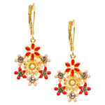 Poppy Red Flower Wreath Drop Earrings by Eric et Lydie