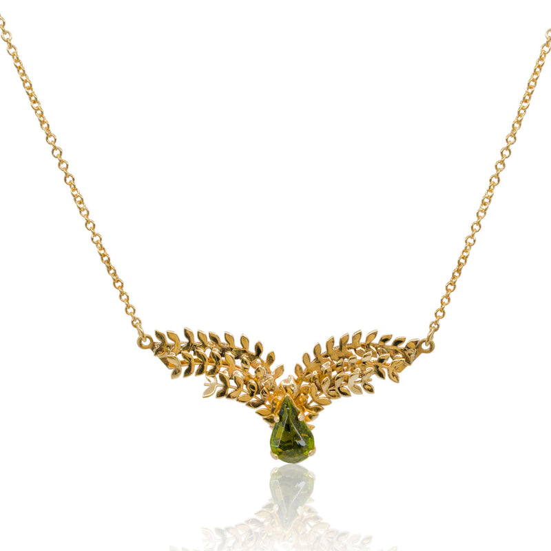 Roman Laurels Gold and Crystal Pendant Necklace by AMARO