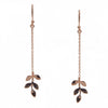 Rose Gold Plated Dandling Leaf Chain Earrings