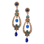 Rose Gold and Blue Crystal Magnificent Drop Earrings by AMARO