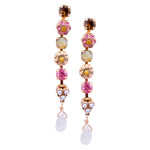 Rose Quartz and Crystal Floral Drop Earrings by AMARO