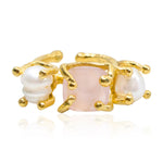 Rose Quartz and Pearl Adjustable Ring