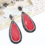Sterling Silver Crimson Druzy Quartz and Crystal Earrings