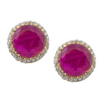 Ruby Star Speckle Gem Post Earrings