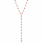 Rubies and Cross Drop Necklace