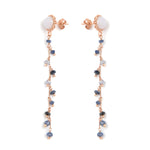 Chalcedony and Blue Sapphire Drop Chain Earrings