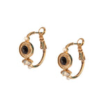 Onyx and Gold Hematite Hoop Earrings by Satellite Paris