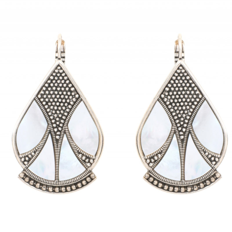 Silver Mother of Pearl Drop Earrings by Satellite Paris