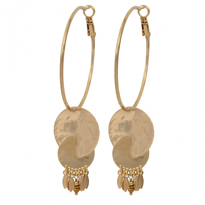 Golden Beaded Hoop Earrings by Satellite Paris