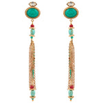 Turquoise and Swarovski Crystal Tassel Earrings by Satellite Paris