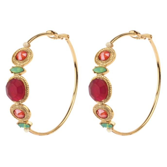 Elegant Amazonite and Swarovski Crystal Hoop Earrings by Satellite Paris