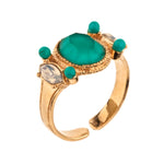 Crystal and Turquoise Ring by Satellite Paris