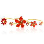 Scarlet and Gold Floral Stackable Ring Set by Eric et Lydie