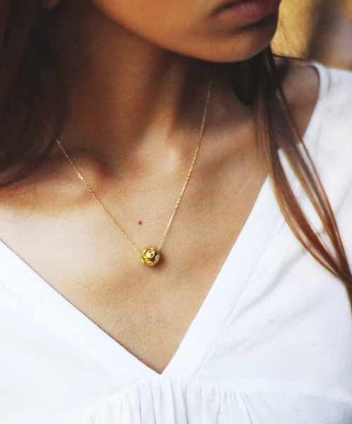 Viana's Conta Necklace - Gold Plated Silver
