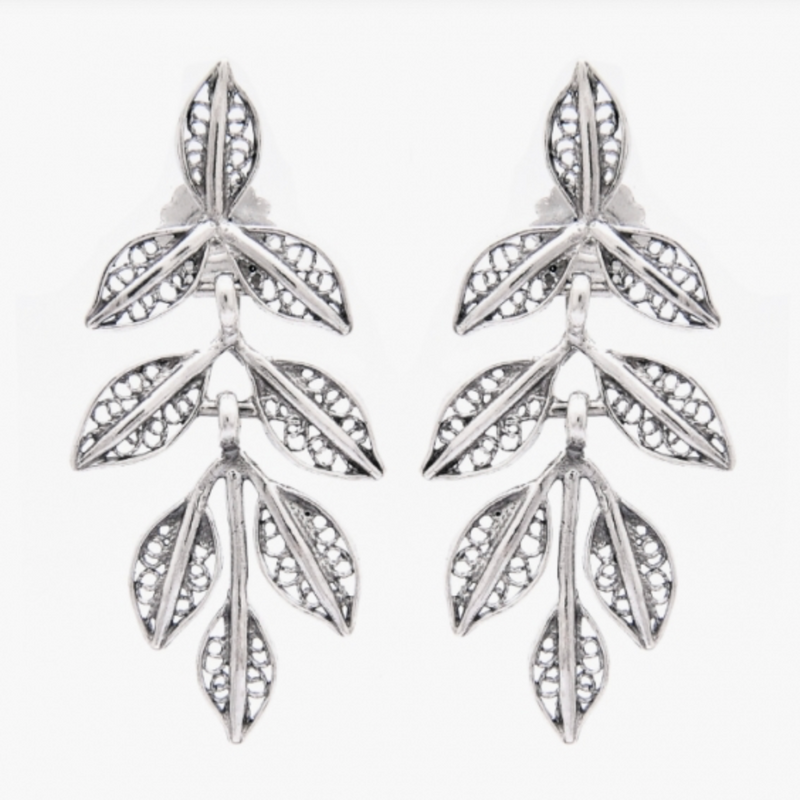 Leaf Silver Filigree Earrings
