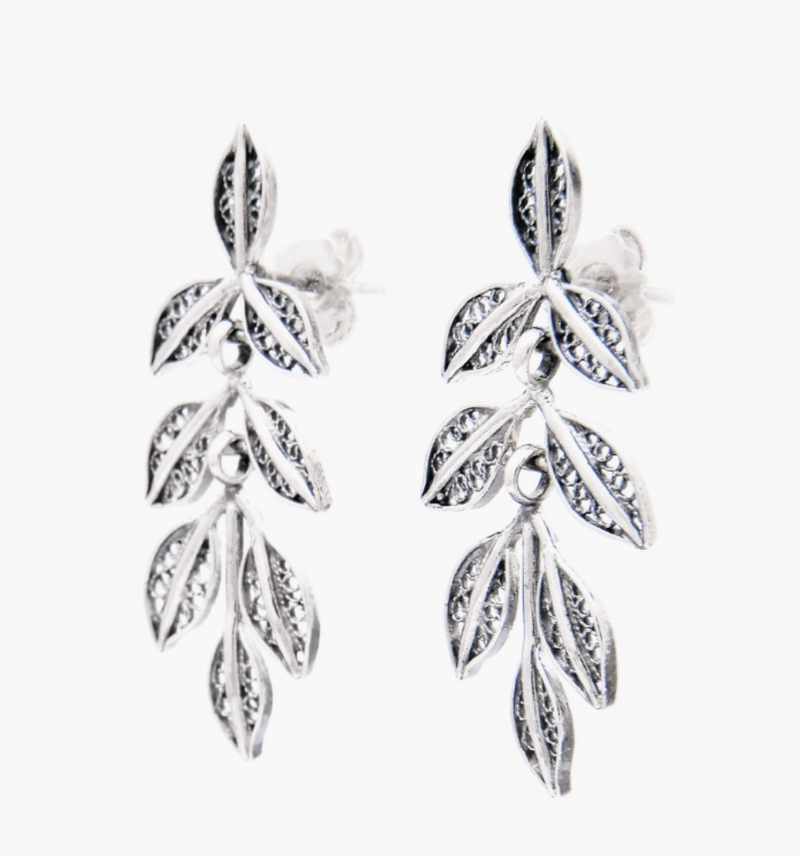 Leaf Silver Filigree Earrings