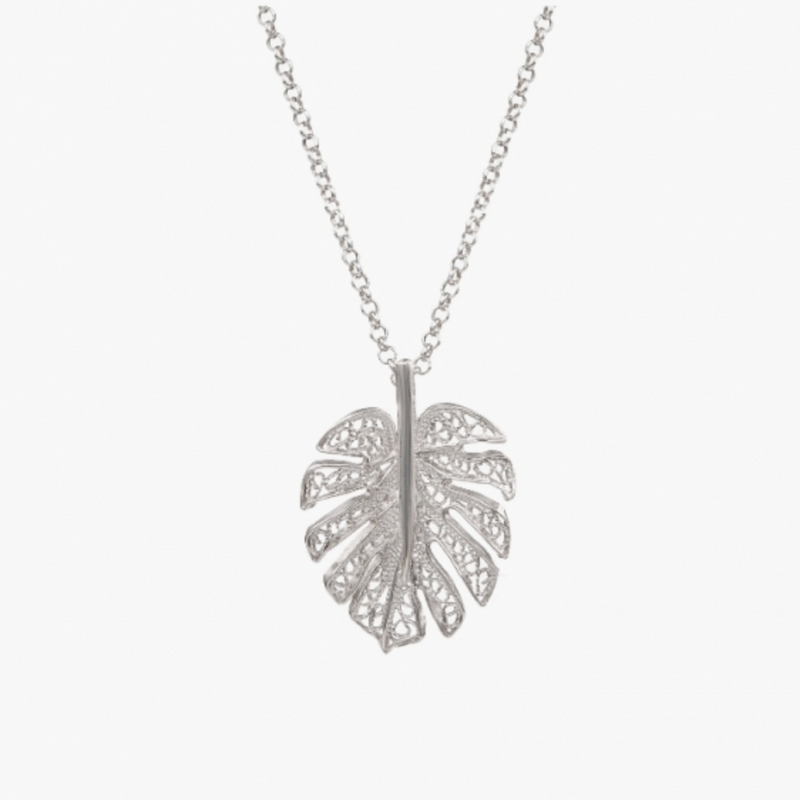 Silver Leaf Filigree Pendant Necklace