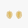 Single Leaf Gold Plated Silver Filigree Earrings