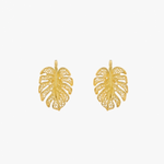 Single Leaf Gold Plated Silver Filigree Earrings