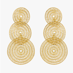 Three Circle Elegant Gold Plated Sterling Silver Filigree Earrings