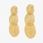 Three Circle Elegant Gold Plated Sterling Silver Filigree Earrings