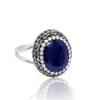 Semi-Precious Amethyst and Cubic Zirconia Adjustable Ring